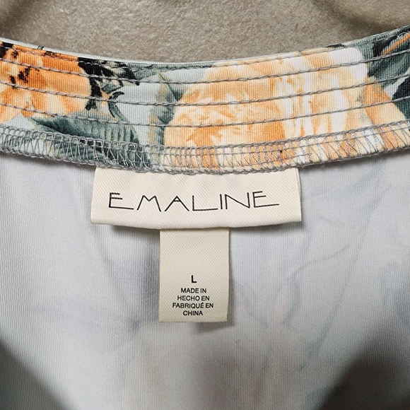 Emaline Women's Pleated Sleeves Floral Print V Neck Top Size Large - Picture 9 of 10